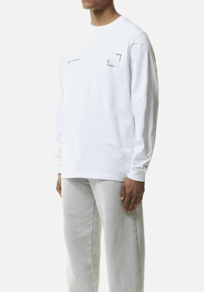Shop MKI SQUARE LONGSLEEVE White MKI MIYUKI ZOKU TShirts