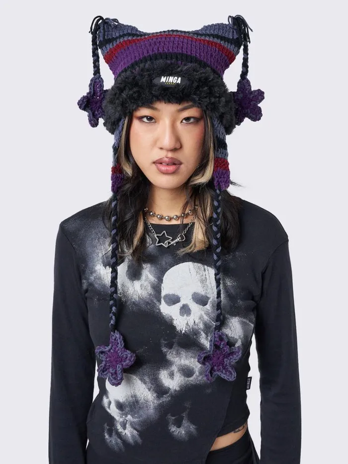 Shop North Star Purple Tie Knit Hat Minga London Accessories