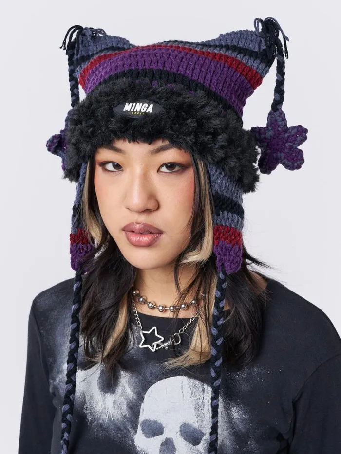 Shop North Star Purple Tie Knit Hat Minga London Accessories Shop North Star Purple Tie Knit Hat Minga London Accessories