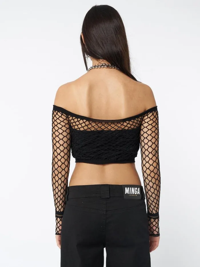 Shop Onyx Fishnet Mesh Crop Top Minga London Accessories Shop Onyx Fishnet Mesh Crop Top Minga London Accessories