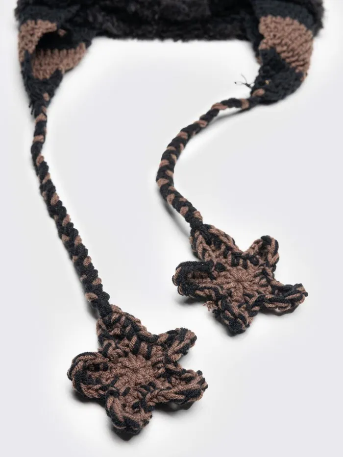 Shop Skylar Star Brown Tie Knit Hat Minga London Accessories Shop Skylar Star Brown Tie Knit Hat Minga London Accessories