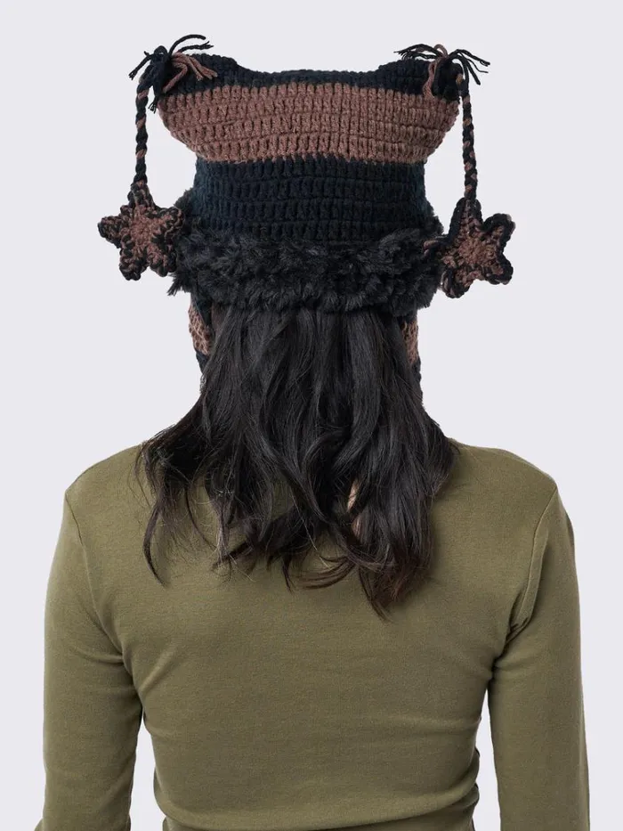 Shop Skylar Star Brown Tie Knit Hat Minga London Accessories Shop Skylar Star Brown Tie Knit Hat Minga London Accessories