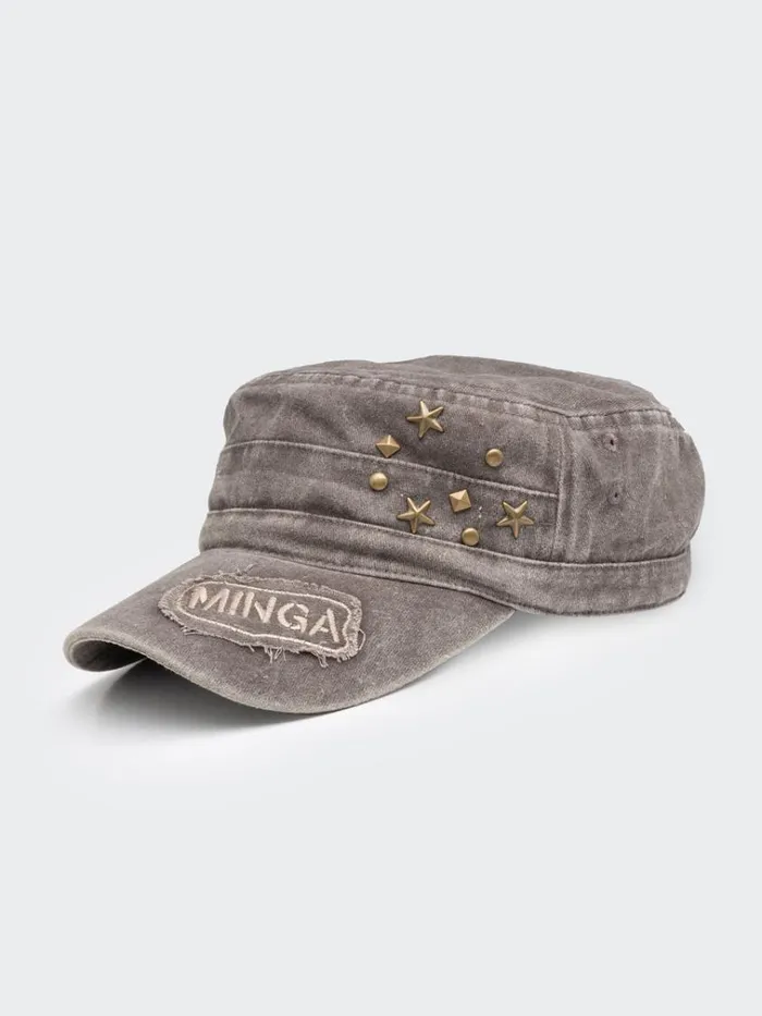 Shop Star Studded Brown Minga Military Cap Minga London Accessories