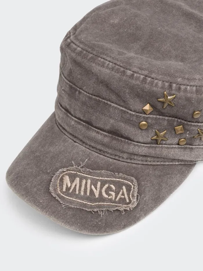 Shop Star Studded Brown Minga Military Cap Minga London Accessories