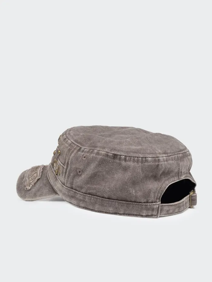 Shop Star Studded Brown Minga Military Cap Minga London Accessories