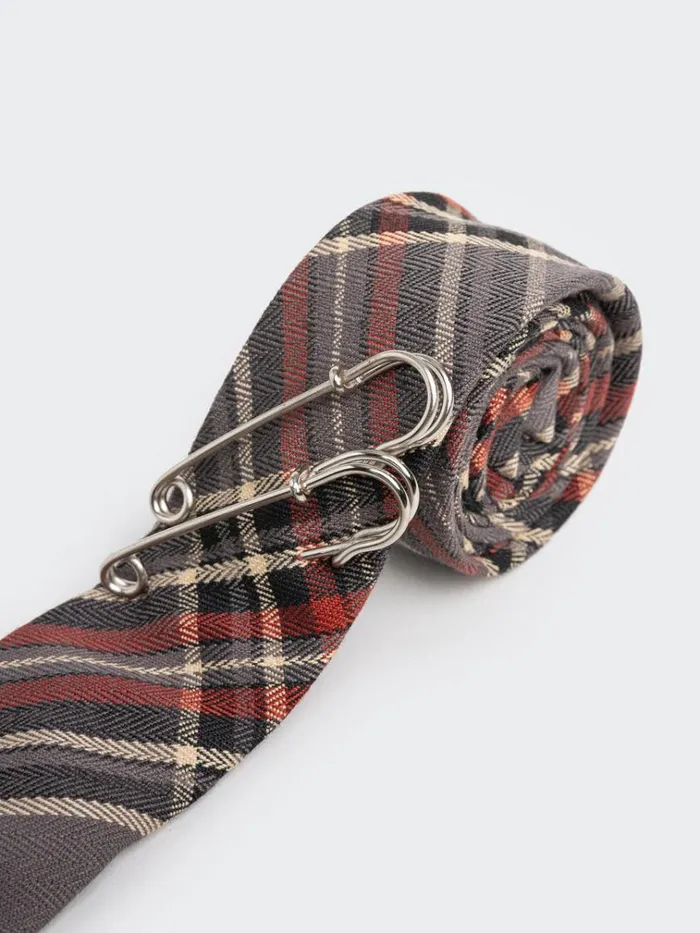 Shop Tegan Safety Pin Tartan Tie Minga London Accessories