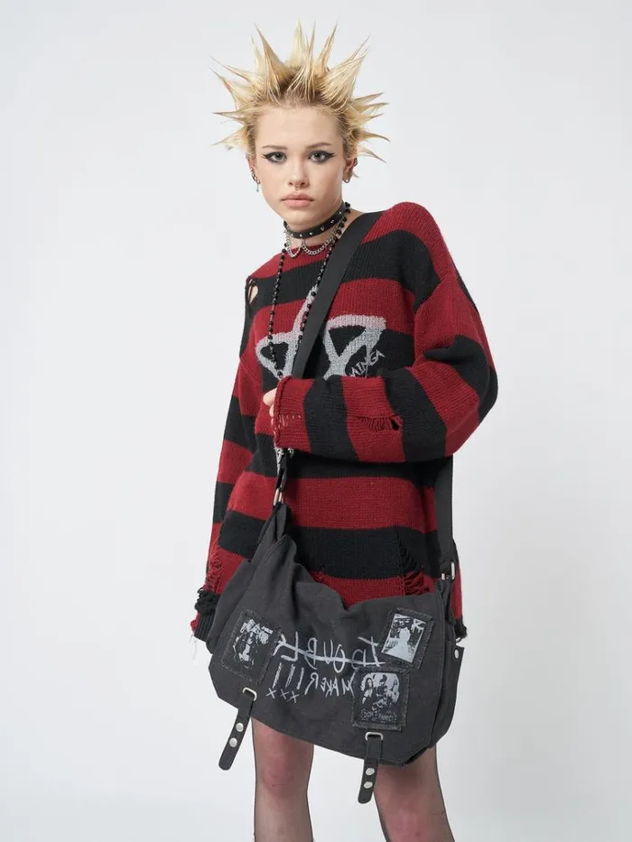 Shop Troublemaker Black Canvas Messenger Bag Minga London Accessories