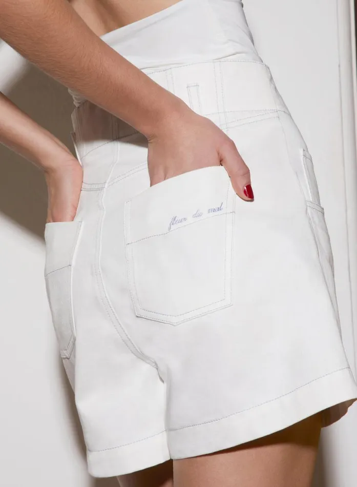 Shorts and Skirts Clothing Fleur Du Mal High Waist Twill Short White