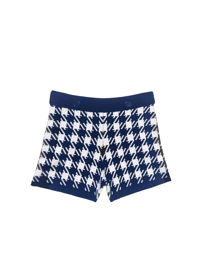 Shorts and Skirts Clothing Fleur Du Mal Houndstooth Knit Short Navy Ivory