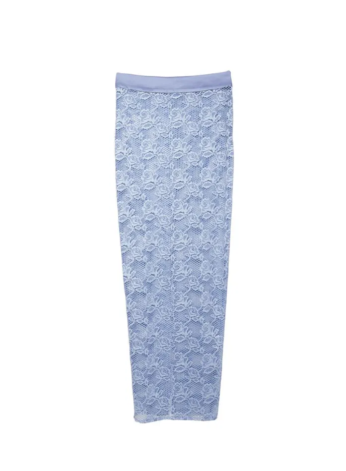 Shorts and Skirts Clothing Fleur Du Mal Rosalia Lace Skirt Denim Blue