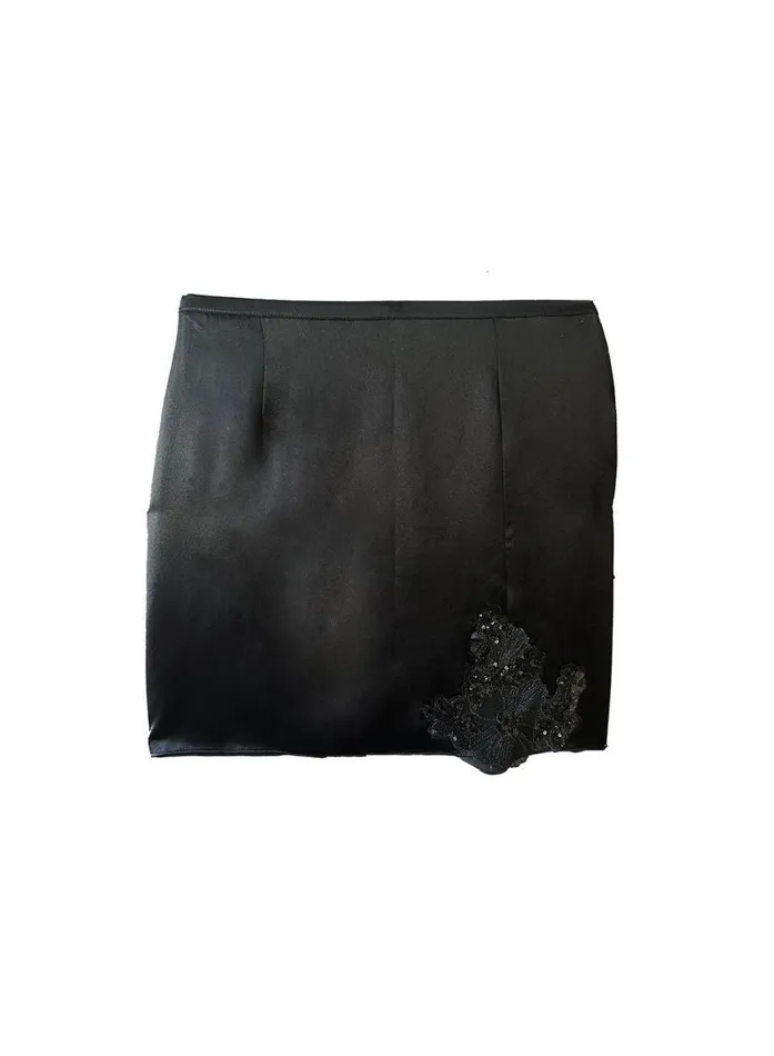 Shorts and Skirts Clothing Fleur Du Mal Sequin Violet Appliqu Skirt Black