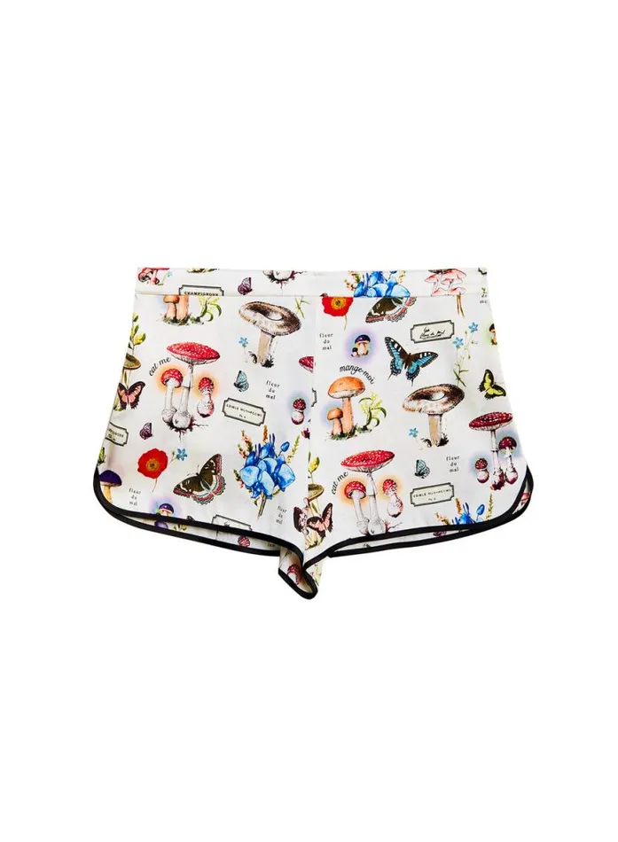 Shorts and Skirts LingerieClothing Fleur Du Mal Magical Mushroom PJ Short Ivory Mushroom Print
