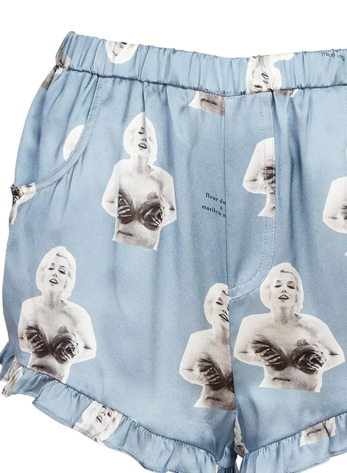 Shorts and Skirts LingerieClothing Fleur Du Mal Marilyn Ruffle Shorts Marilyn Rose Print