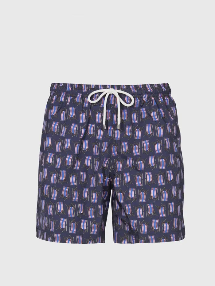 Shorts and Swim Trunks Mens Paul Stuart Beach Chair Print Swim Trunk Navy