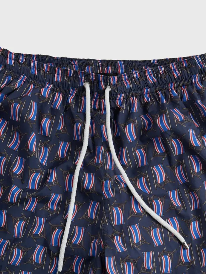 Shorts and Swim Trunks Mens Paul Stuart Beach Chair Print Swim Trunk Navy