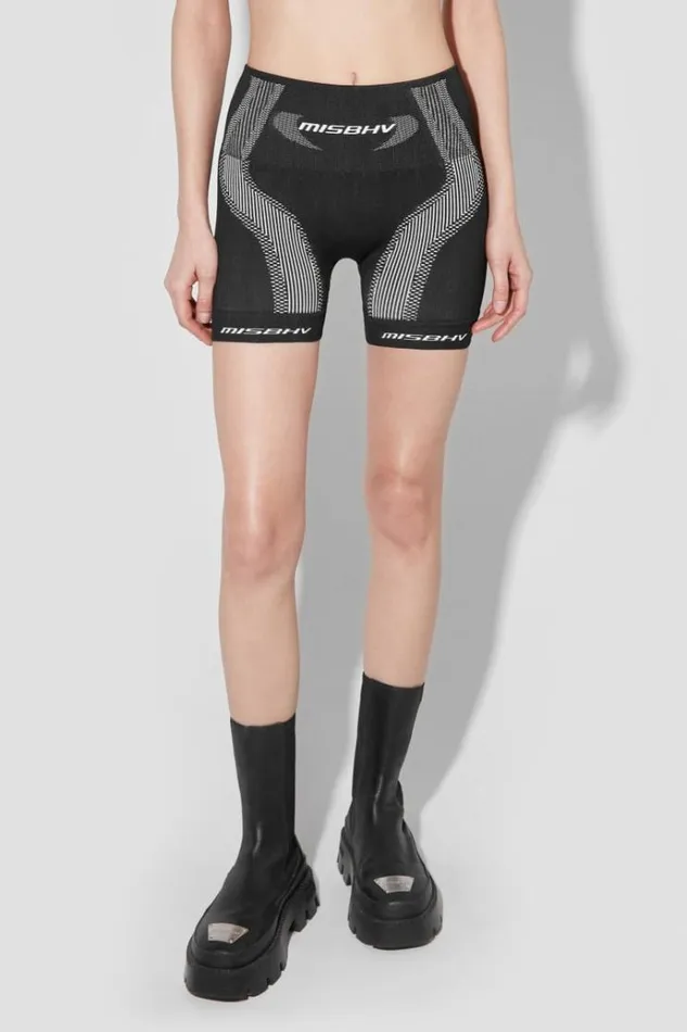Shorts Women MISBHV Sport Active Wear Shorter Shorts Blackwhite