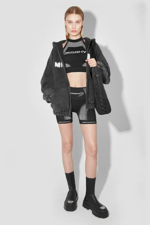 Shorts Women MISBHV Sport Active Wear Shorter Shorts Blackwhite