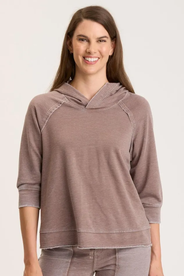 Shula Hoodie Pecan Burnout Clothing XCVI Sweatshirts