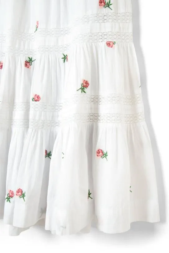 Skirts Women Damson Madder Eden Lace Midi Skirt 8211 Rose Embroidery