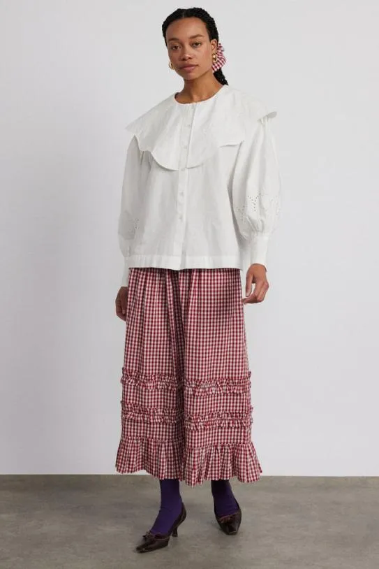 Skirts Women Damson Madder Rina Ruffle Skirt 8211 Red Gingham