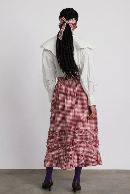 Skirts Women Damson Madder Rina Ruffle Skirt 8211 Red Gingham