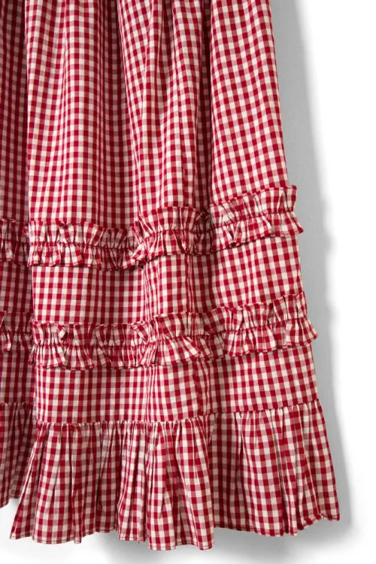 Skirts Women Damson Madder Rina Ruffle Skirt 8211 Red Gingham