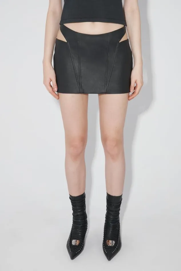 Skirts Women MISBHV Matte Faux Leather Cut Out Mini Skirt Black