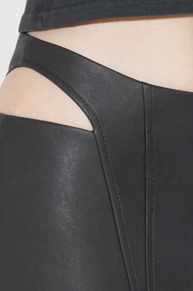 Skirts Women MISBHV Matte Faux Leather Cut Out Mini Skirt Black