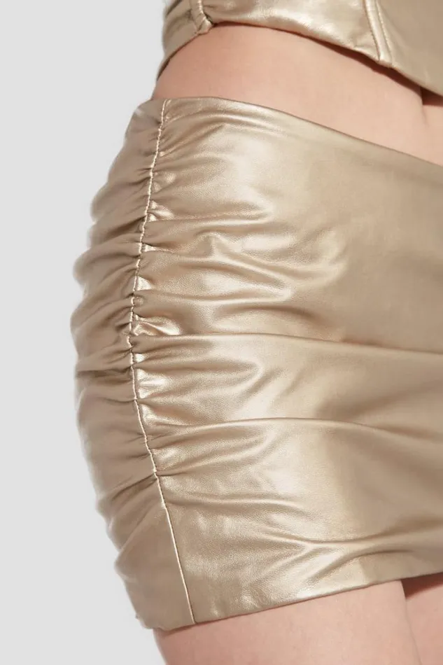 Skirts Women MISBHV Ruched Faux Leather Mini Skirt Gold