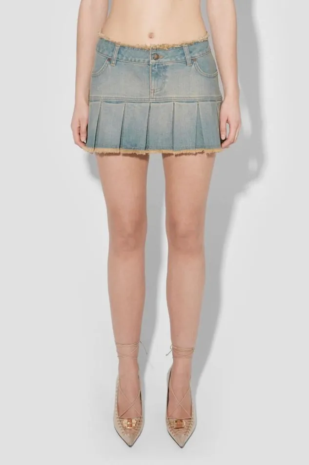 Skirts Women MISBHV Sunset Wash Denim Pleated Skirt Blue