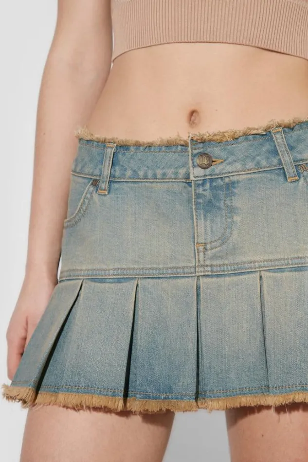 Skirts Women MISBHV Sunset Wash Denim Pleated Skirt Blue