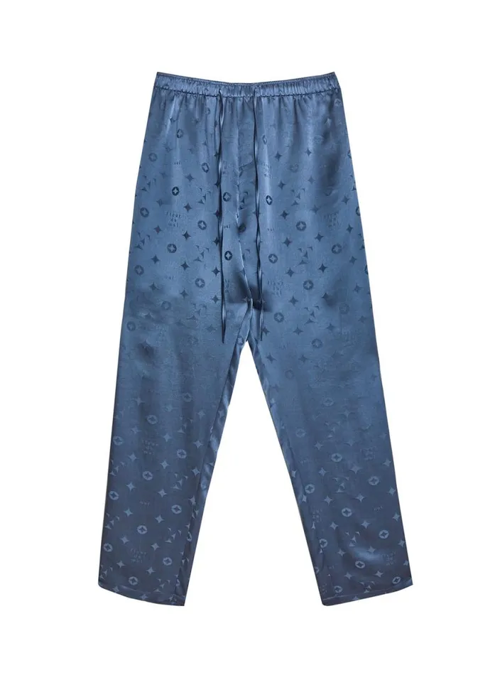 Sleepwear LingerieClothing Fleur Du Mal Men039s Silk Jacquard PJ Pant Deep Slate