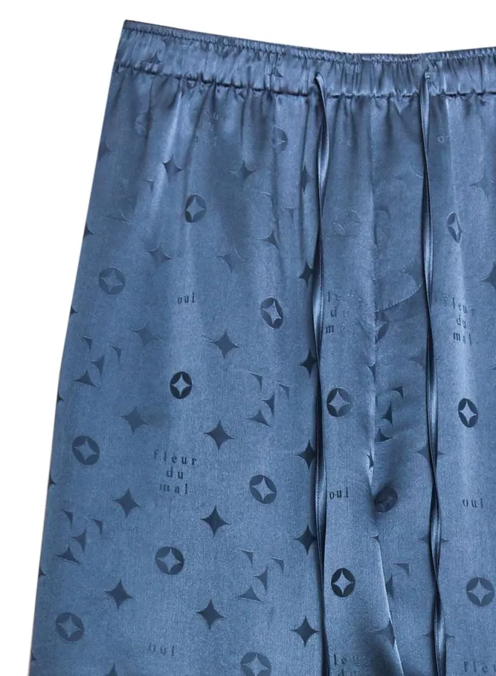 Sleepwear LingerieClothing Fleur Du Mal Men039s Silk Jacquard PJ Pant Deep Slate