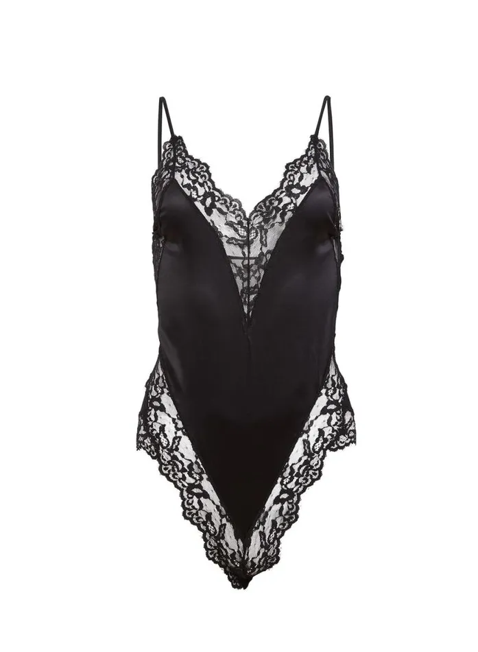 Sleepwear Lingerie Fleur Du Mal Venus Lace Teddy Black