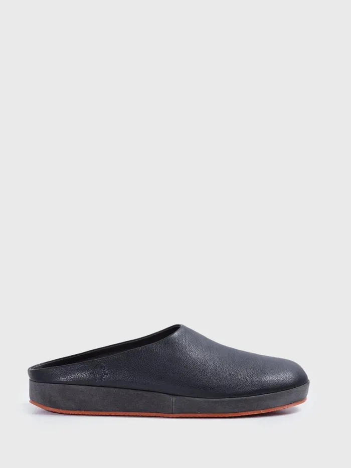 SlipsOns Mens Paul Stuart Hampton Leather Clog Black