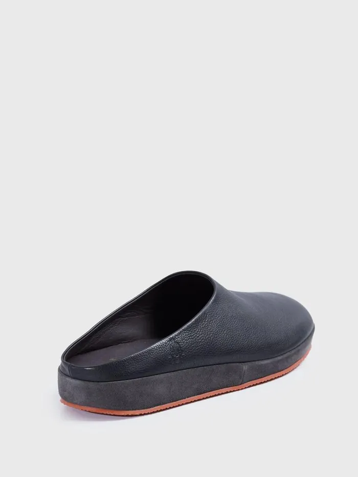 SlipsOns Mens Paul Stuart Hampton Leather Clog Black