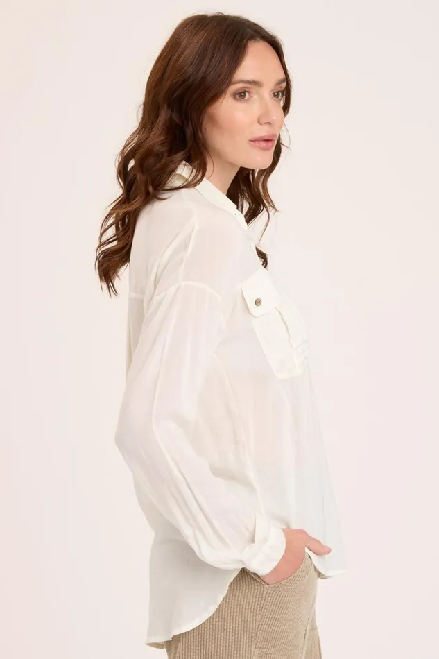 Smithson ButtonUp Toasted Almond Clothing XCVI ShirtsBlouses