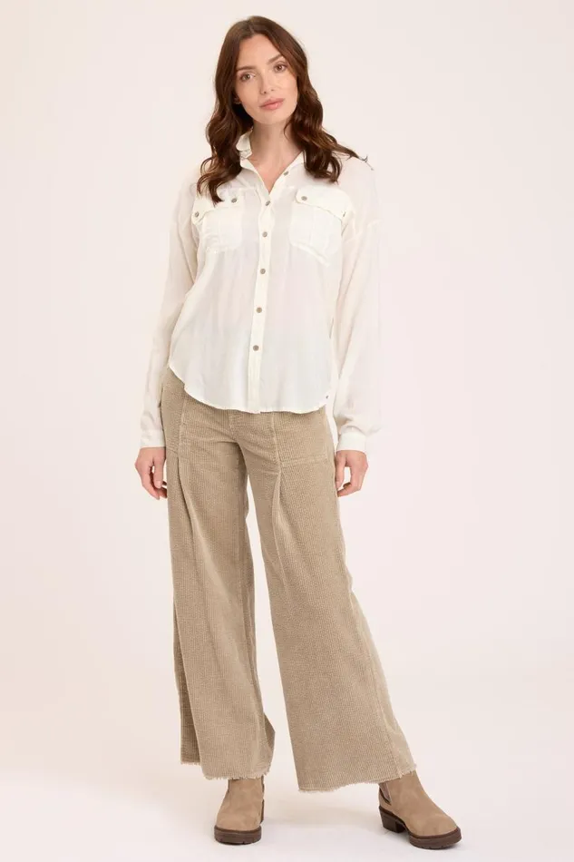 Smithson ButtonUp Toasted Almond Clothing XCVI ShirtsBlouses