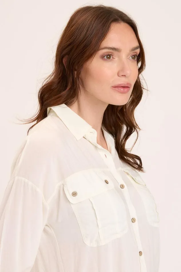 Smithson ButtonUp Toasted Almond Clothing XCVI ShirtsBlouses