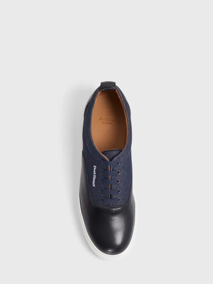 Sneakers Mens Paul Stuart Star Leather And Denim Sneaker Black