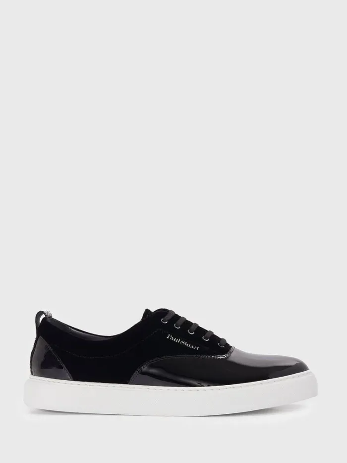 Sneakers Mens Paul Stuart Star Patent Leather And Velvet Sneaker Black