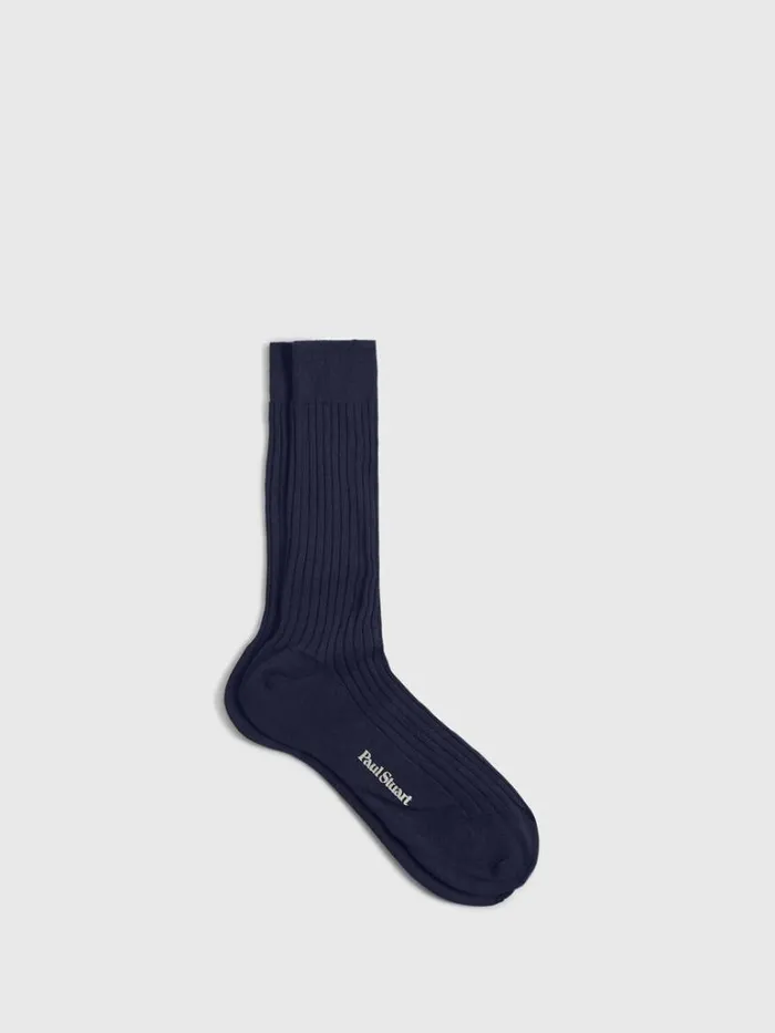 Socks Mens Paul Stuart Classic Merino Wool Ribbed Sock Black