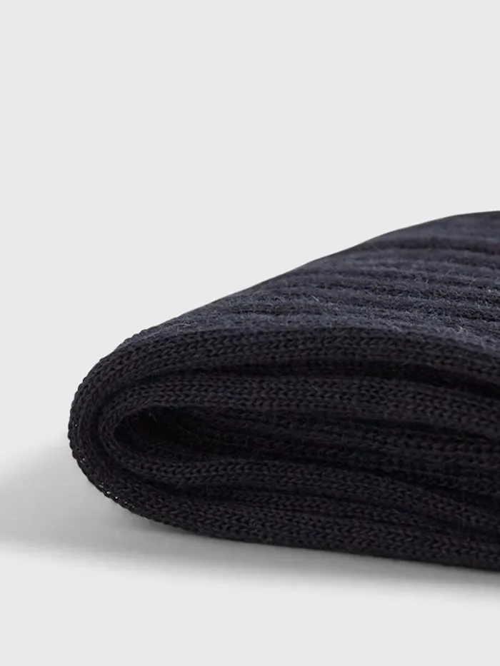 Socks Mens Paul Stuart Classic Merino Wool Ribbed Sock Black