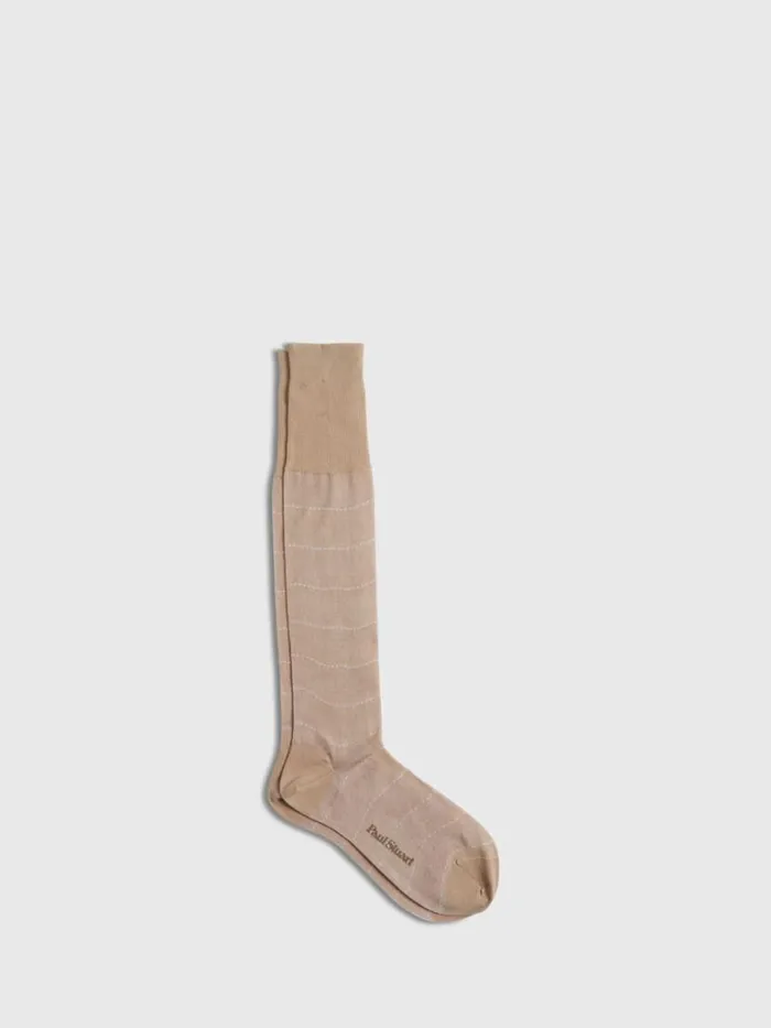 Socks Mens Paul Stuart Cotton Horizonal Dash Stripe Sock Dark Khaki