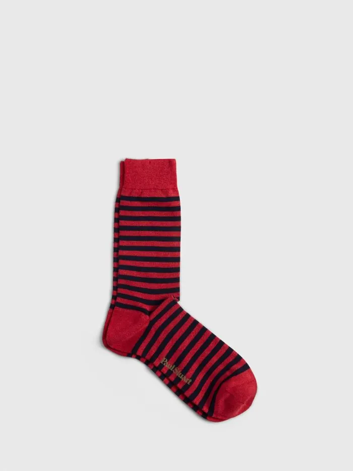 Socks Mens Paul Stuart Cotton Horizontal Stripe Sock Blueorange