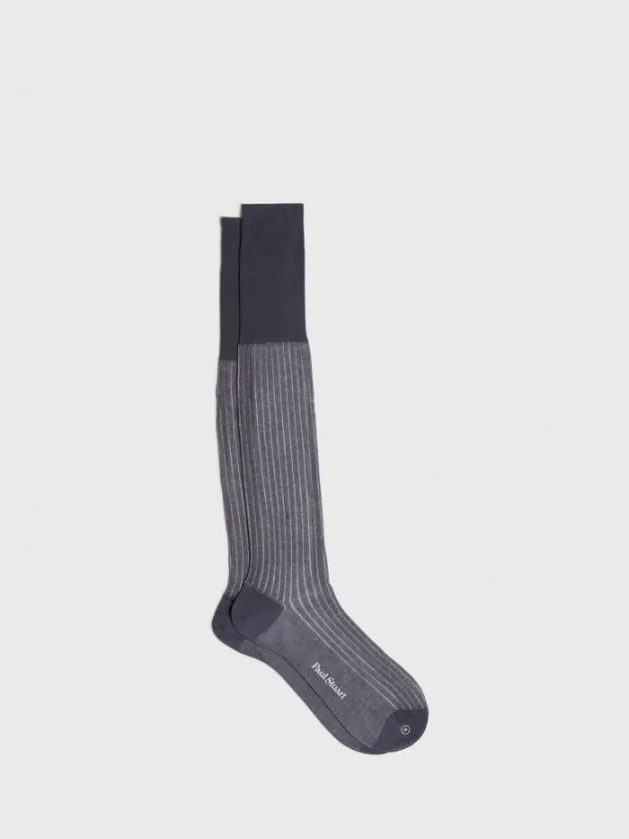 Socks Mens Paul Stuart Ribbed Vanise Sock Greysilver