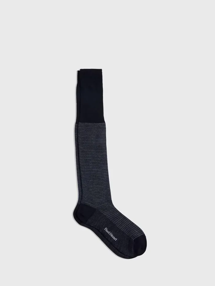Socks Mens Paul Stuart Wool Houndstooth Sock Black