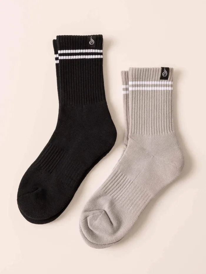 Socks Womens Ryderwear Stripe Crew Socks Blackgrey