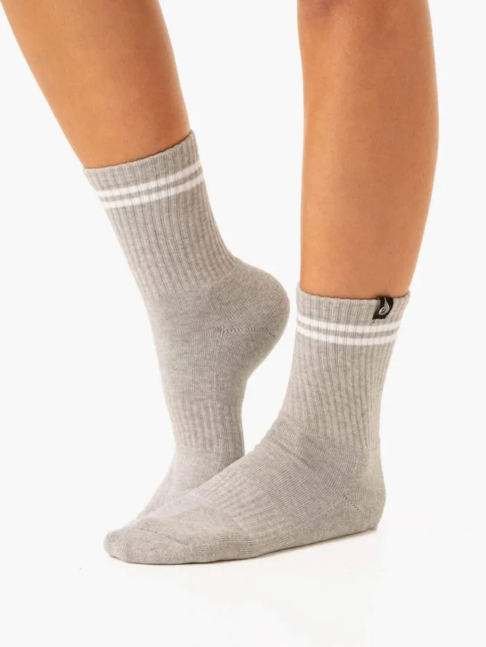 Socks Womens Ryderwear Stripe Crew Socks Blackgrey