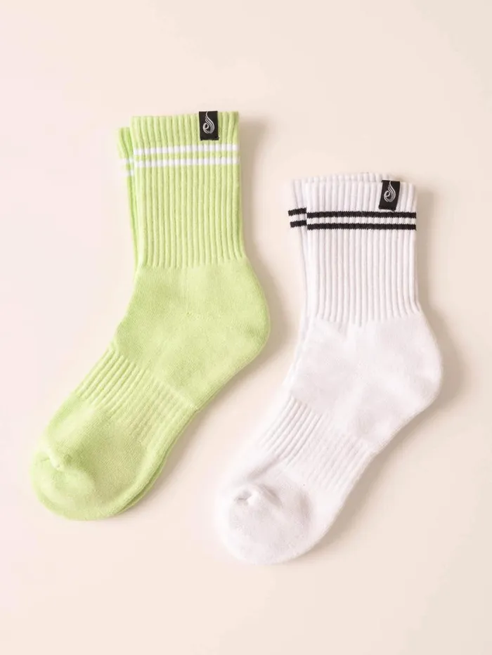 Socks Womens Ryderwear Stripe Crew Socks Whitelime